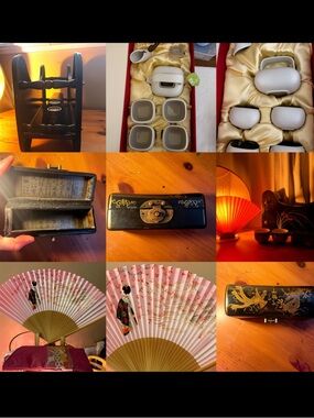 Japanese Zen Decor Bundle: LOHAS Tea Set, Lacquer Tray, Fan, Dragon Box